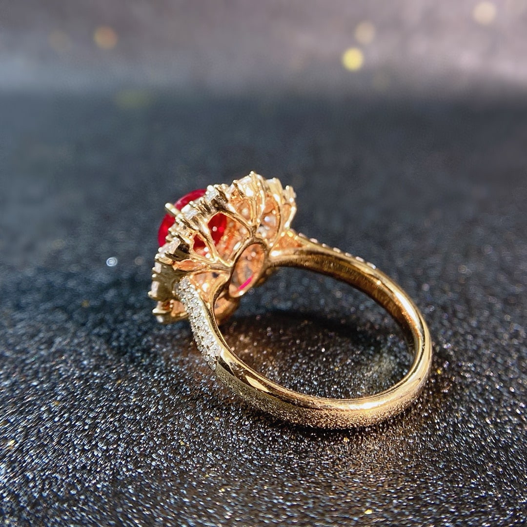 14k Gold 3.62 Ctw Natural Ruby & Diamond Ring - 4
