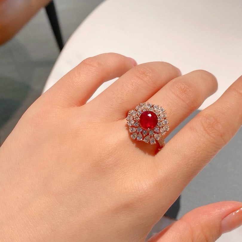 14k Gold 3.62 Ctw Natural Ruby & Diamond Ring - 5
