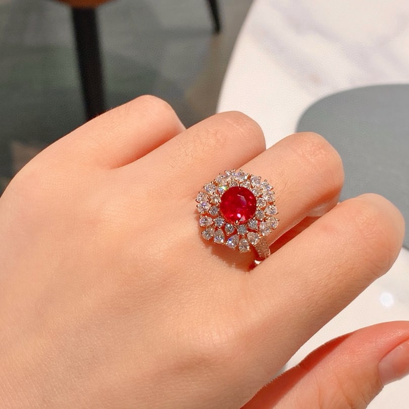 14k Gold 3.62 Ctw Natural Ruby & Diamond Ring - 6