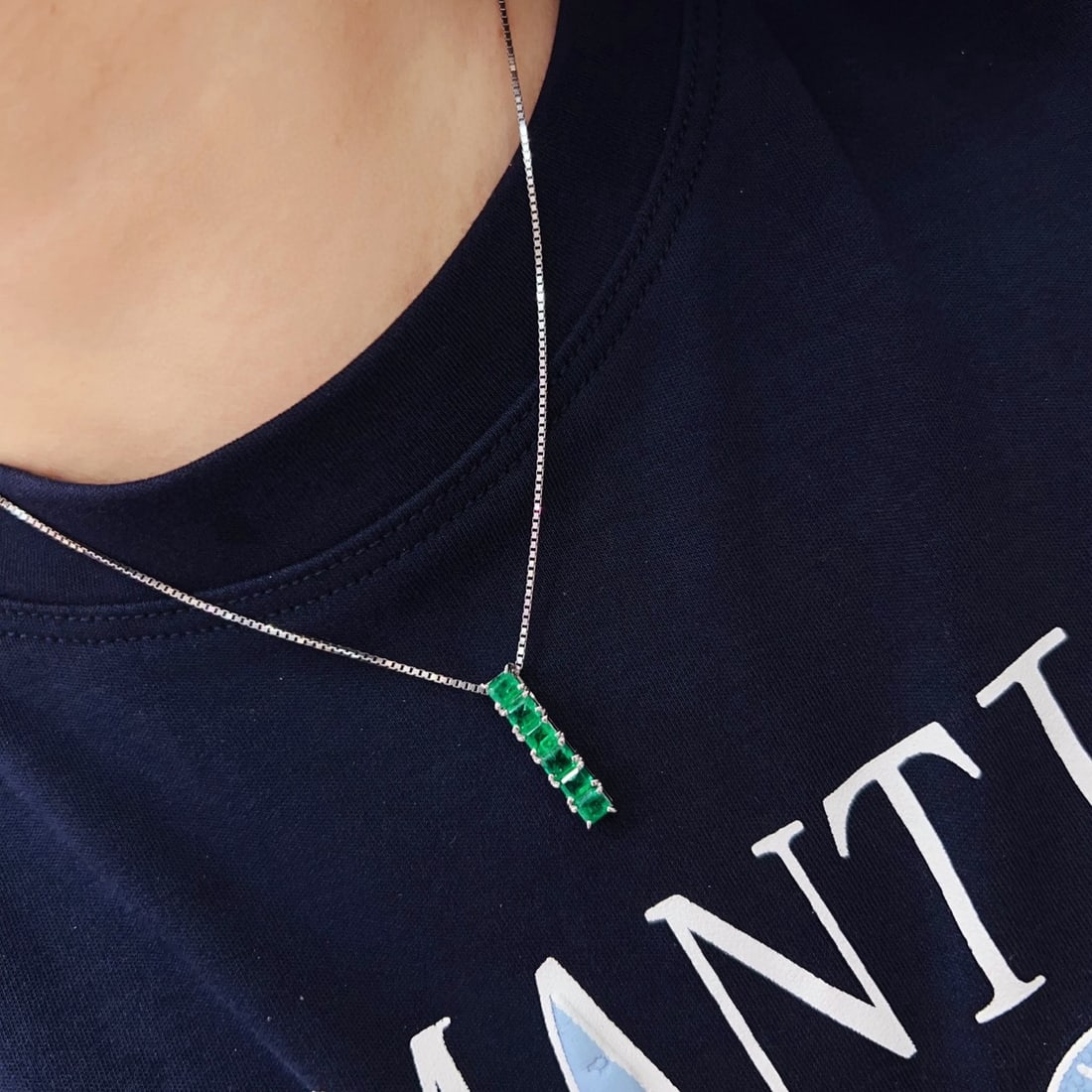 14k Gold 1.06 Ct Natural Emerald Pendant( Without Chain ) - 9