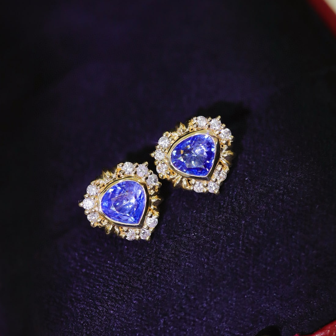 14k Gold 2.25 Ctw Natural Sapphire & Diamond Earrings - 5