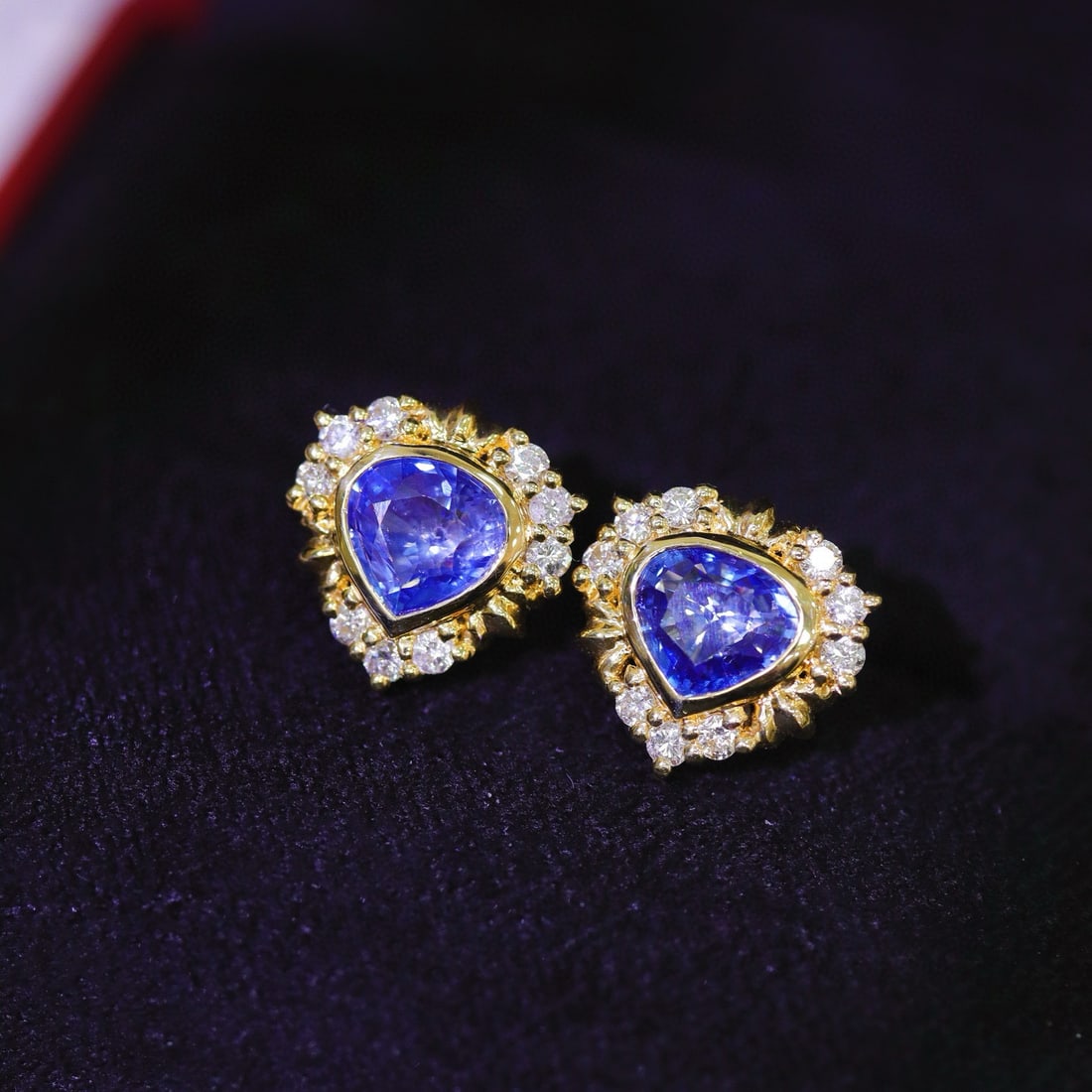 14k Gold 2.25 Ctw Natural Sapphire & Diamond Earrings - 6