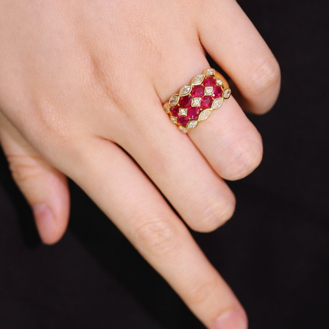 14k Gold 3.38 Ctw Natural Ruby & Diamond Ring - 7