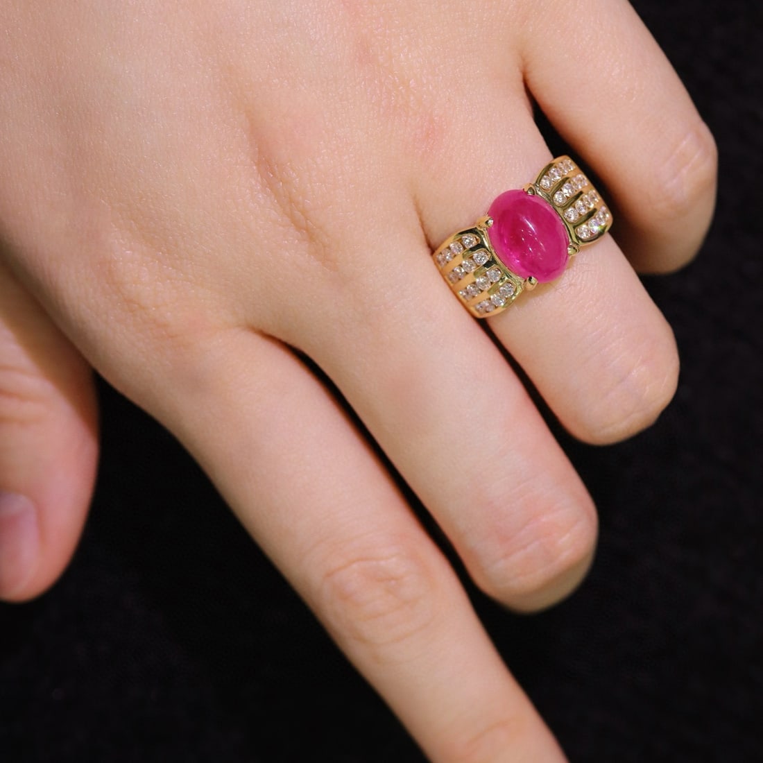 14k Gold 7.28 Ctw Natural Ruby & Diamond Ring - 7