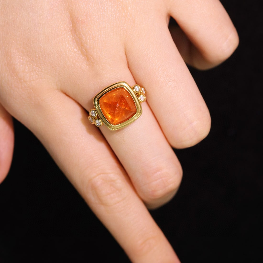 14k Gold 9.25 Ctw Natural Spessartine & Diamond Ring - 2