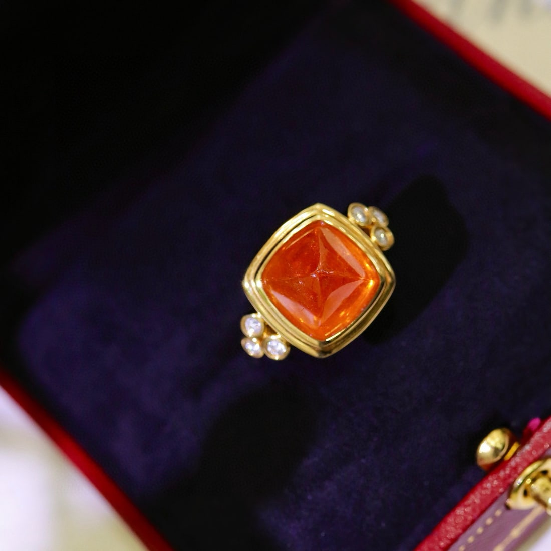 14k Gold 9.25 Ctw Natural Spessartine & Diamond Ring - 6