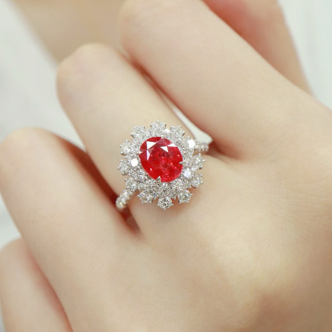 14k Gold 3.05 Ctw Natural Spinel & Diamond Ring - 7