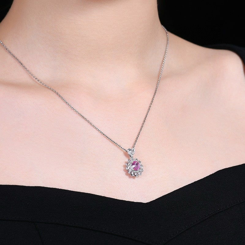 14k Gold 0.83 Ctw Natural Padparadscha Sapphire & Diamond Pendant( Without Chain ) - 6