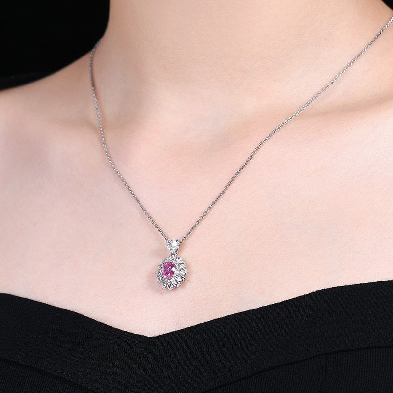 14k Gold 0.83 Ctw Natural Padparadscha Sapphire & Diamond Pendant( Without Chain ) - 7