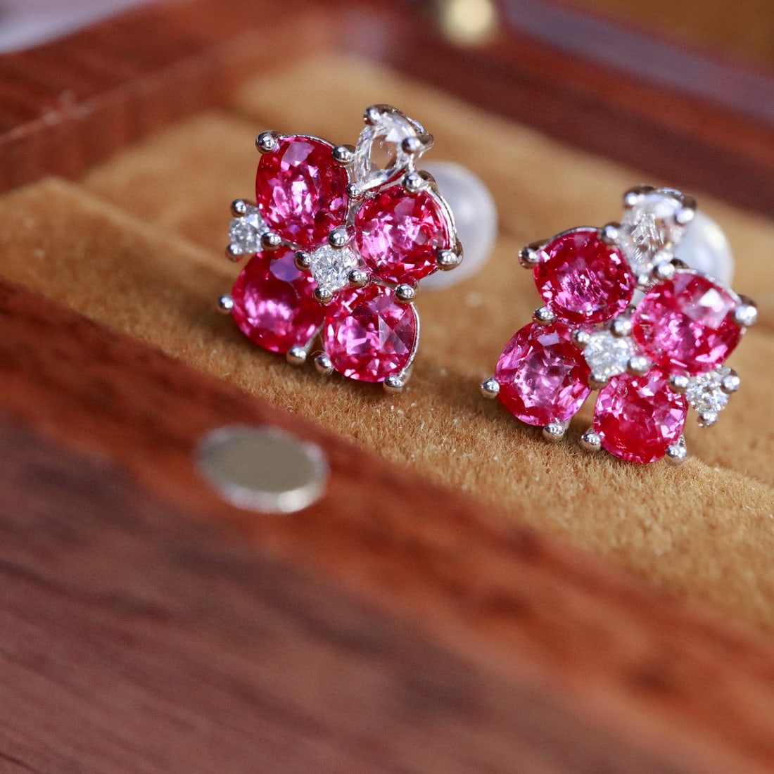 14k Gold 3.54 Ctw Natural Ruby & Diamond Earrings - 2