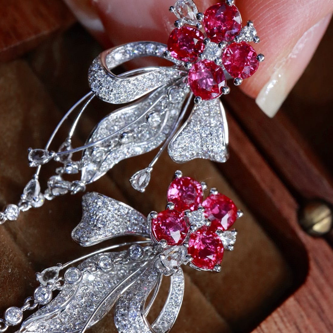 14k Gold 3.54 Ctw Natural Ruby & Diamond Earrings - 3