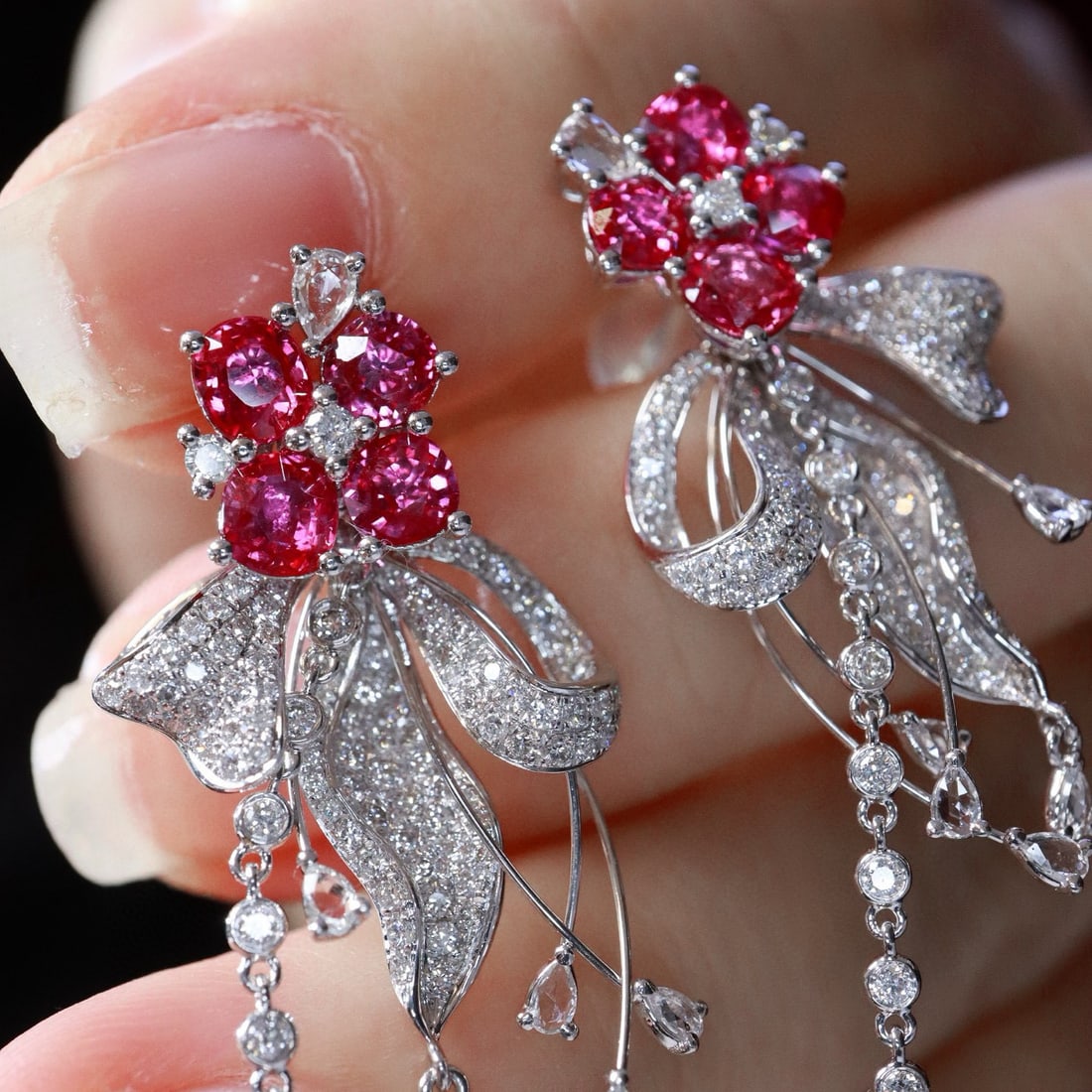 14k Gold 3.54 Ctw Natural Ruby & Diamond Earrings - 7