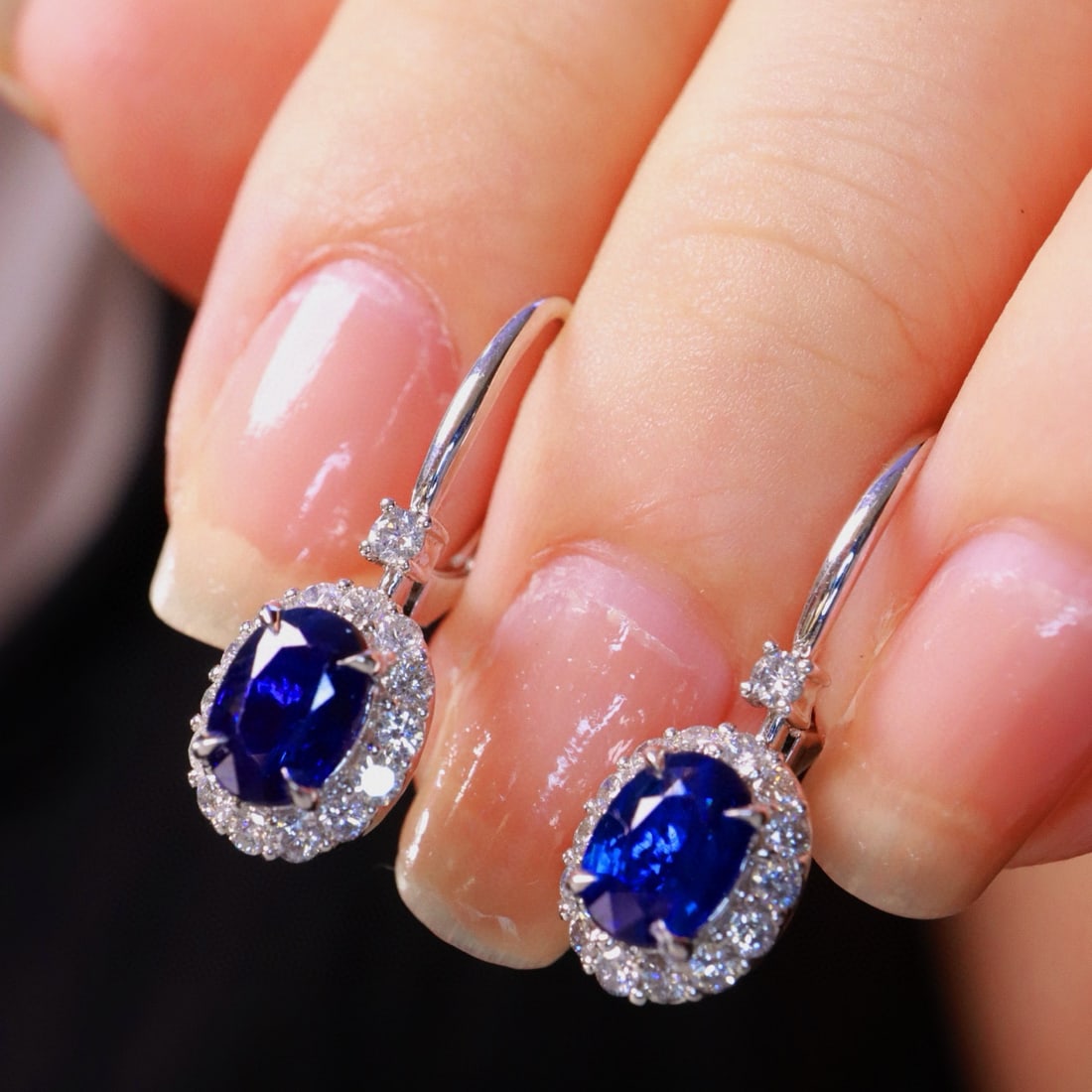 14k Gold 2.56 Ctw Natural Sapphire & Diamond Earrings - 5