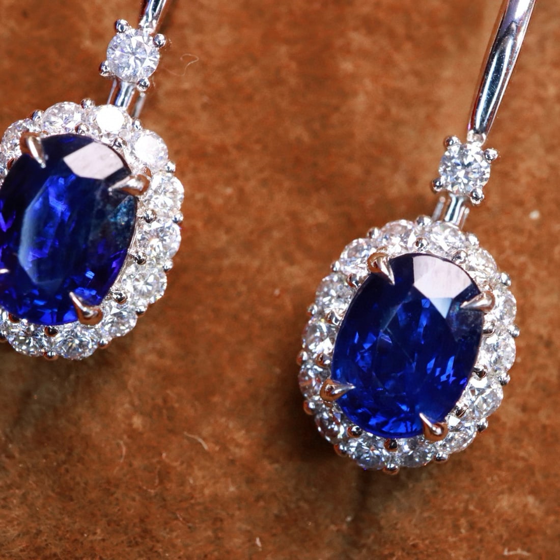 14k Gold 2.56 Ctw Natural Sapphire & Diamond Earrings - 6