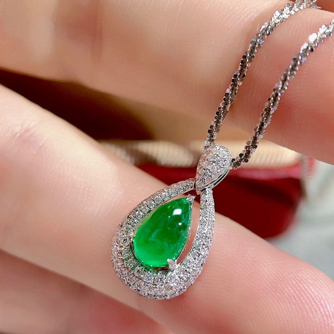 14k Gold 1.82 Ctw Natural Emerald & Diamond Pendant( Without Chain ) - 6