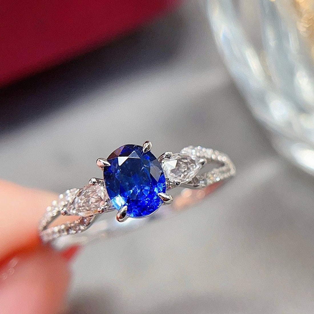 14k Gold 0.8 Ct Natural Sapphire & Diamond Ring - 3