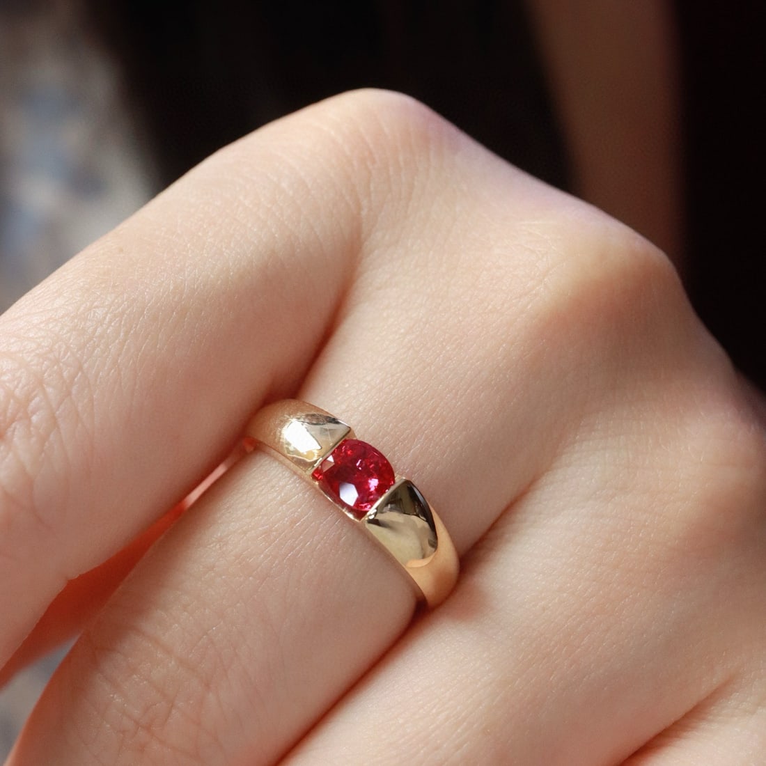 14k Gold 0.54 Ct Natural Ruby & Diamond Ring - 6