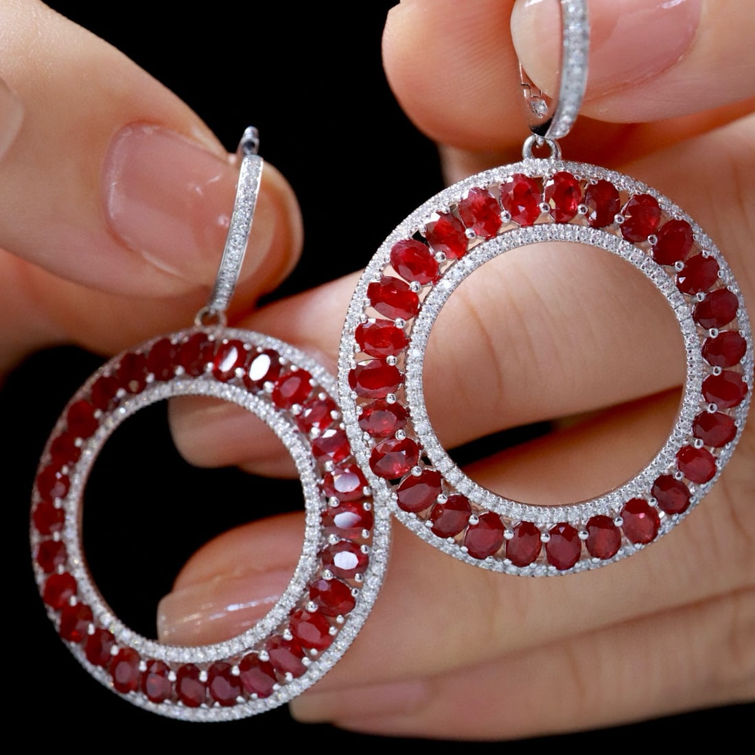 14k Gold 8.53 Ctw Natural Ruby & Diamond Earrings - 6
