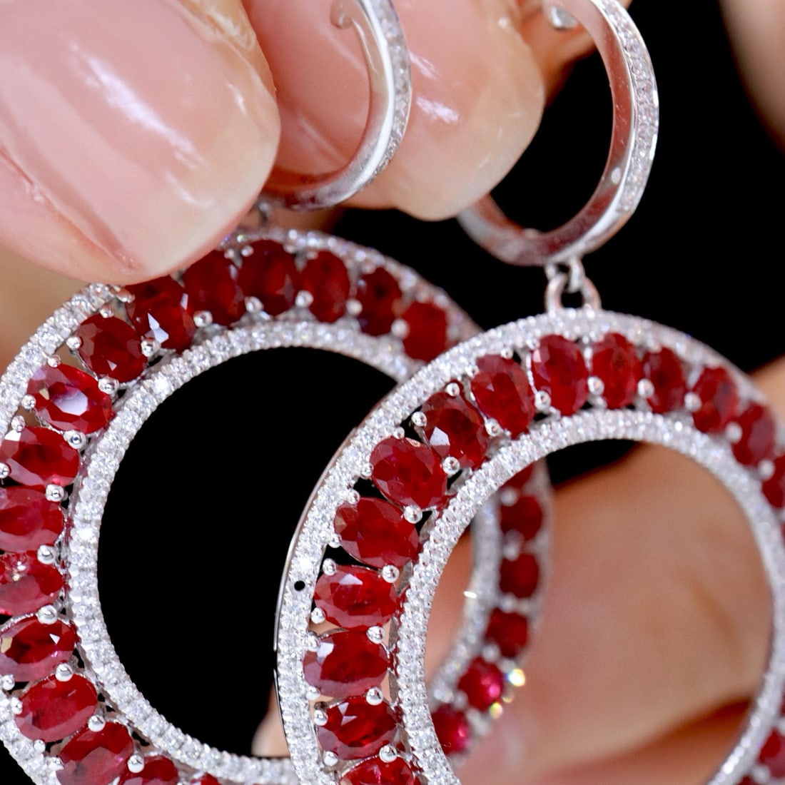 14k Gold 8.53 Ctw Natural Ruby & Diamond Earrings - 8