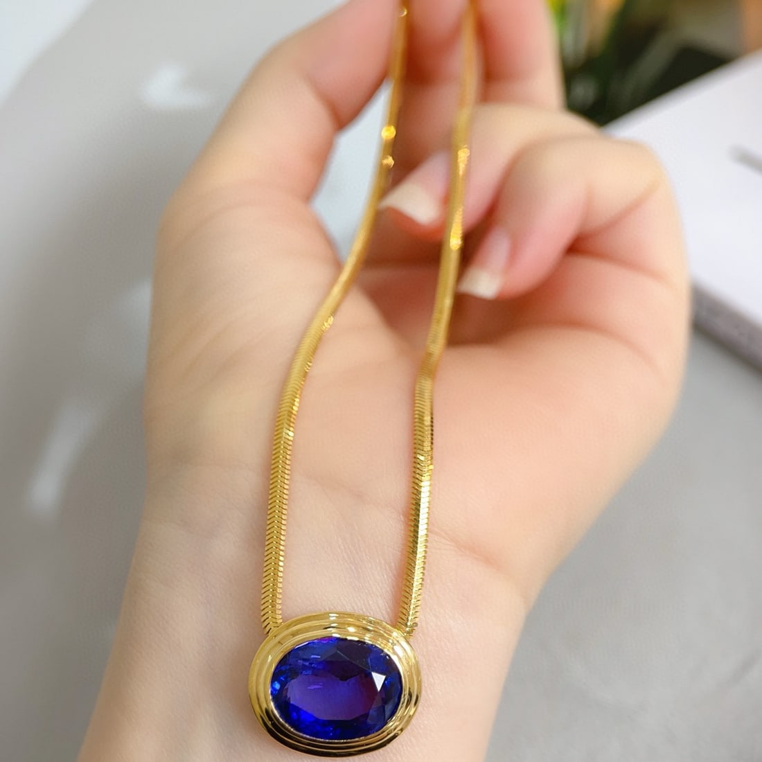 14k Gold 7.46 Ct Natural Sapphire Pendant( Without Chain ) - 5
