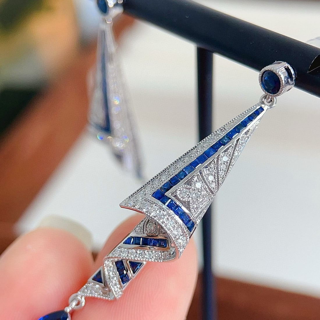 14k Gold 2.026 Ctw Natural Sapphire & Diamond Earrings - 5