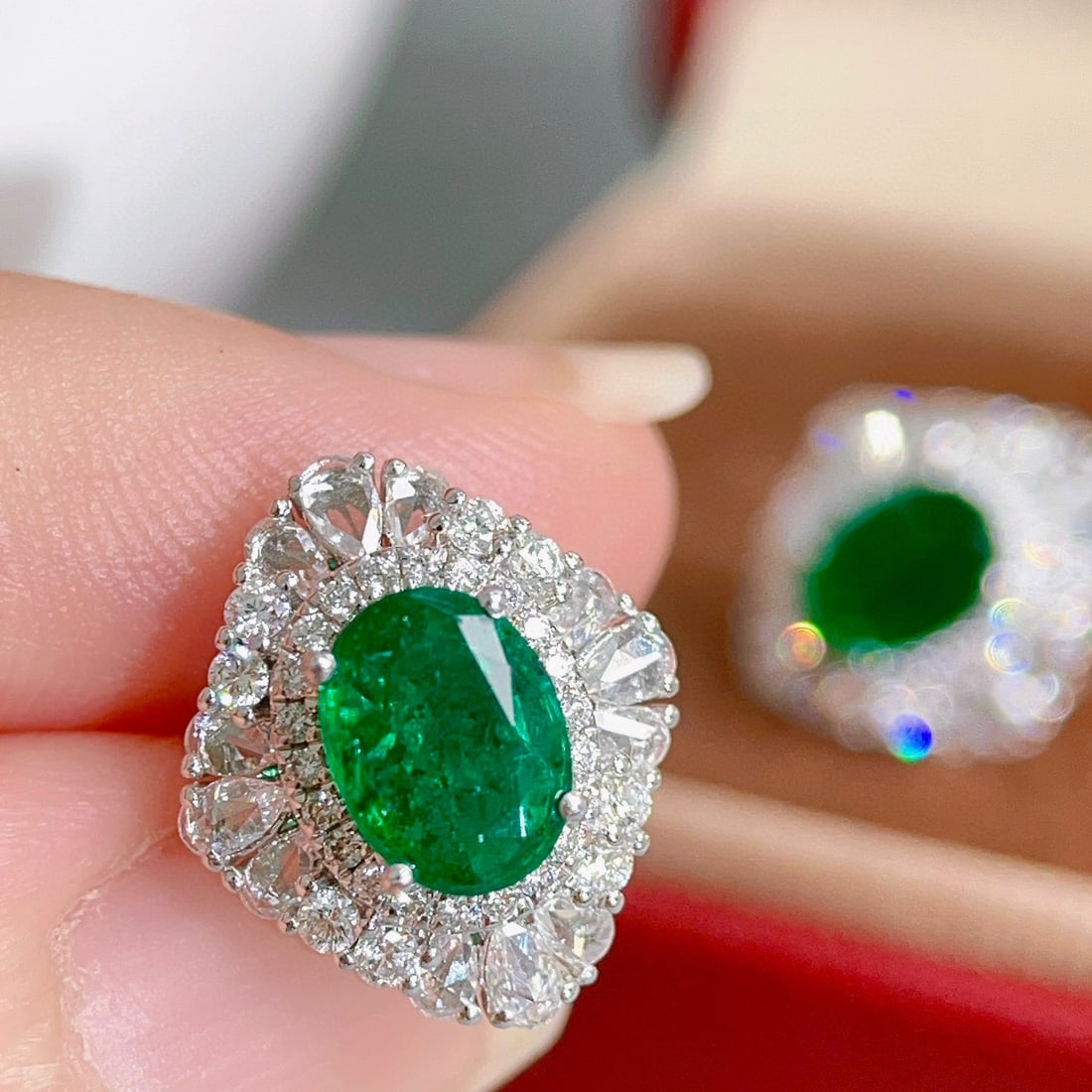 14k Gold 3.33 Ctw Natural Emerald & Diamond Earrings - 5