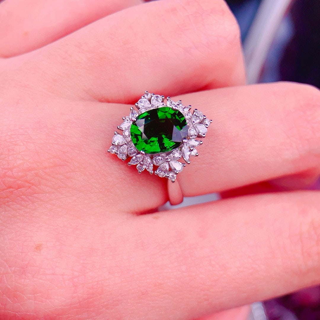 14k Gold 2 Ct Natural Tourmaline & Diamond Ring - 3
