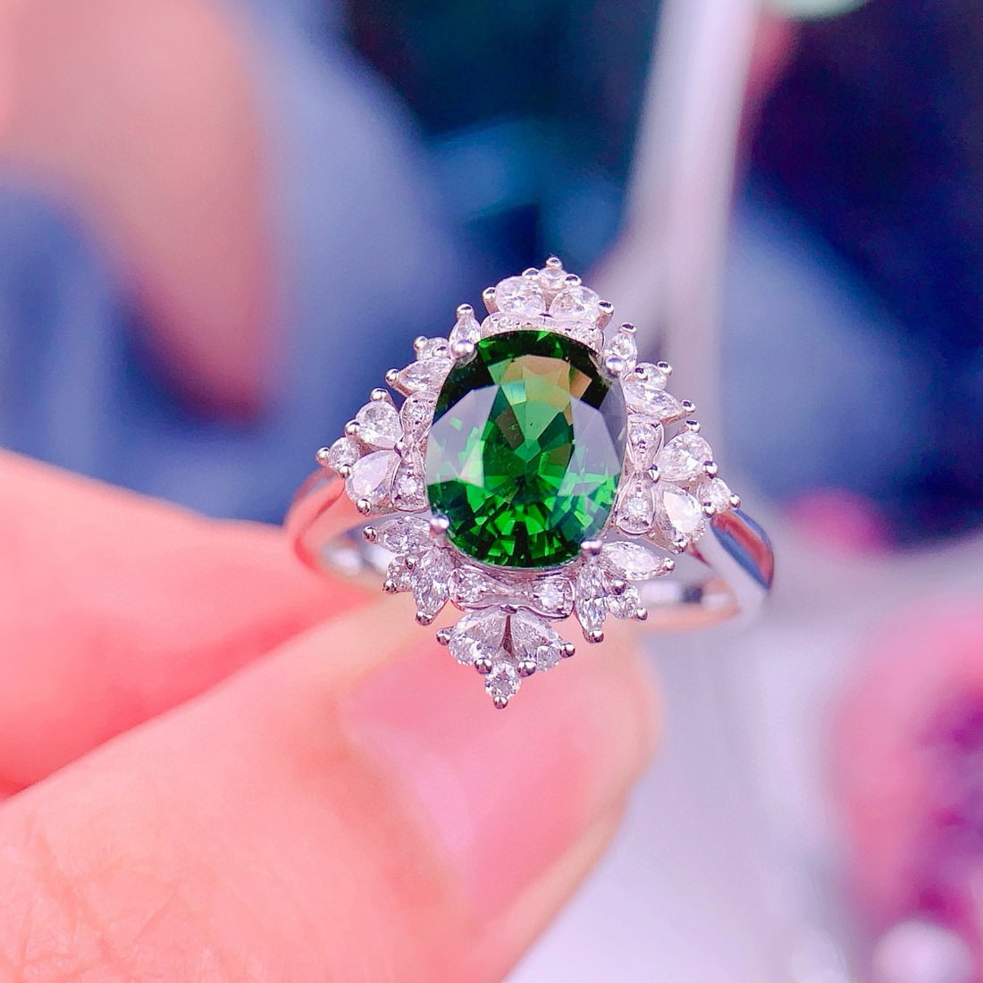 14k Gold 2 Ct Natural Tourmaline & Diamond Ring - 5