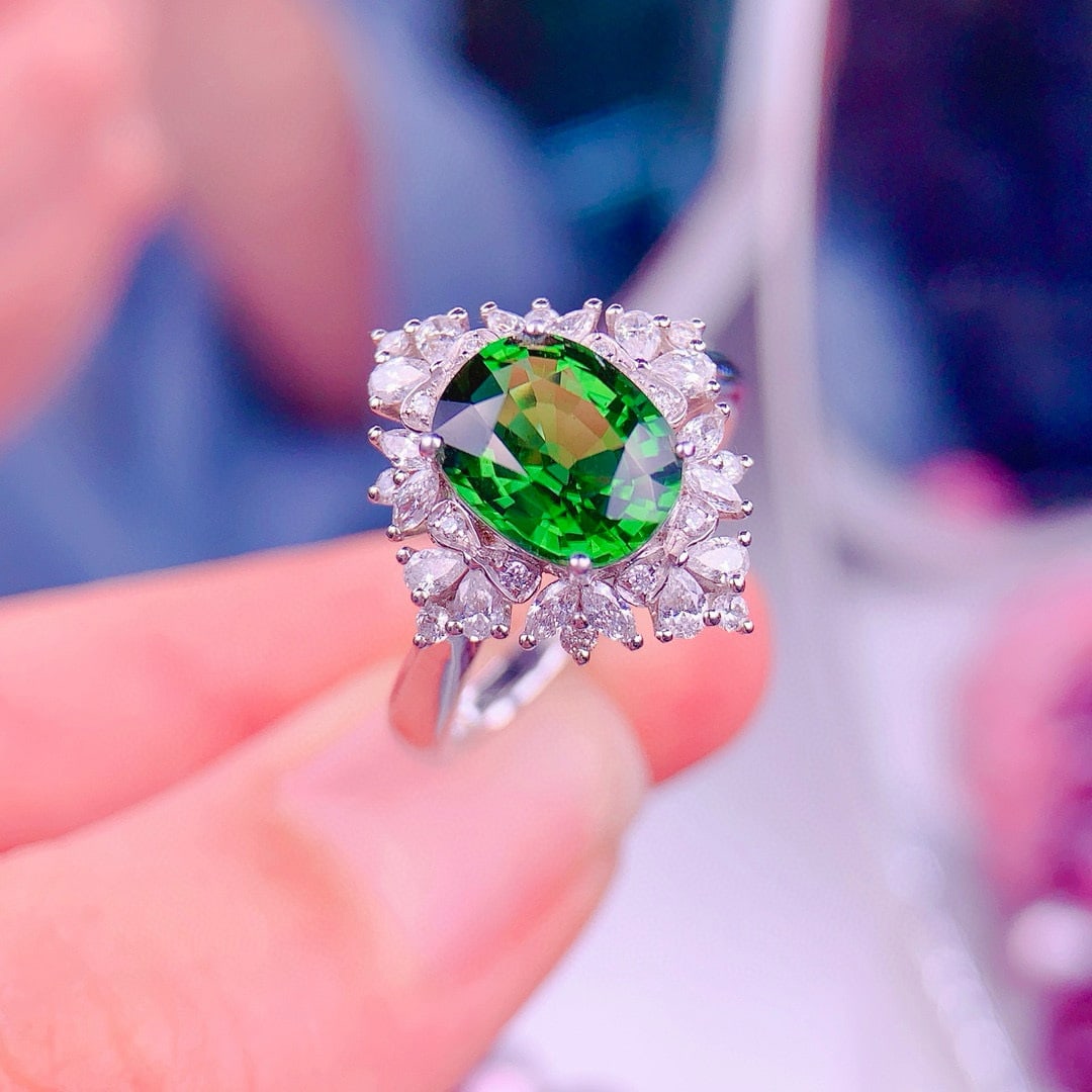 14k Gold 2 Ct Natural Tourmaline & Diamond Ring - 6
