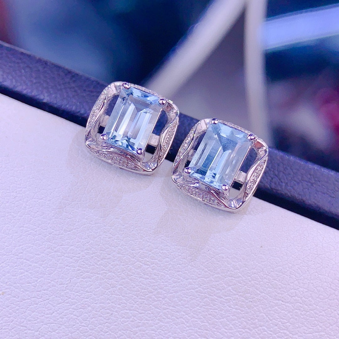 14k Gold 2.00 Ct Natural Topaz & Diamond Earrings - 2