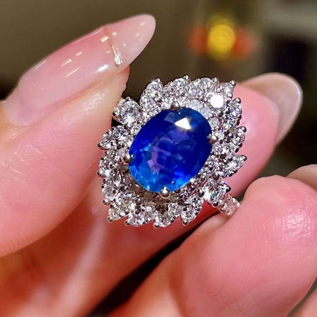 14k Gold 3.04 Ctw Natural Sapphire & Diamond Ring - 2