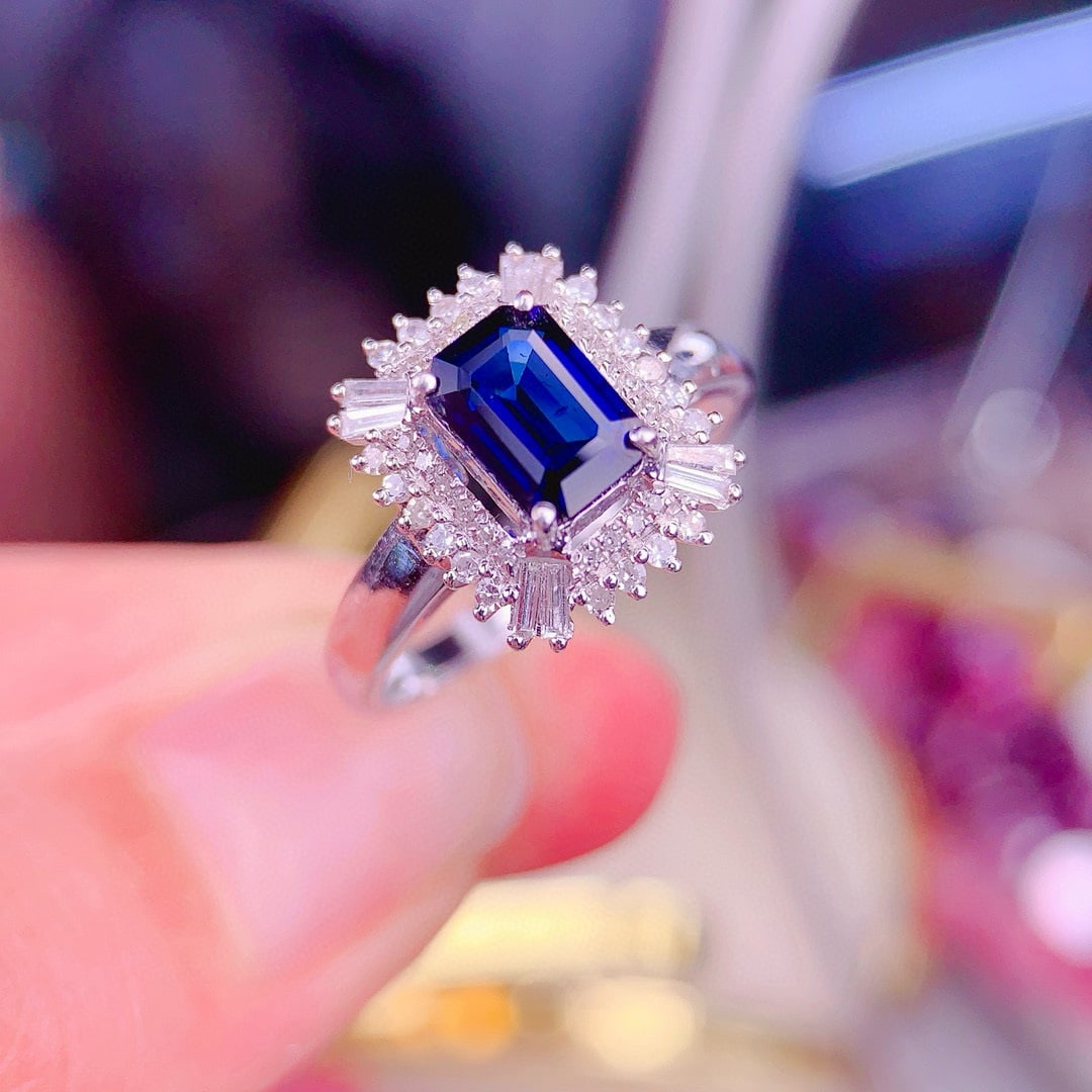 14k Gold 1.25 Ct Natural Sapphire & Diamond Ring - 2