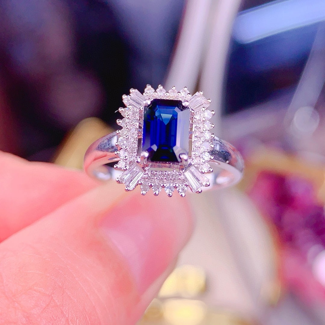 14k Gold 1.25 Ct Natural Sapphire & Diamond Ring - 3
