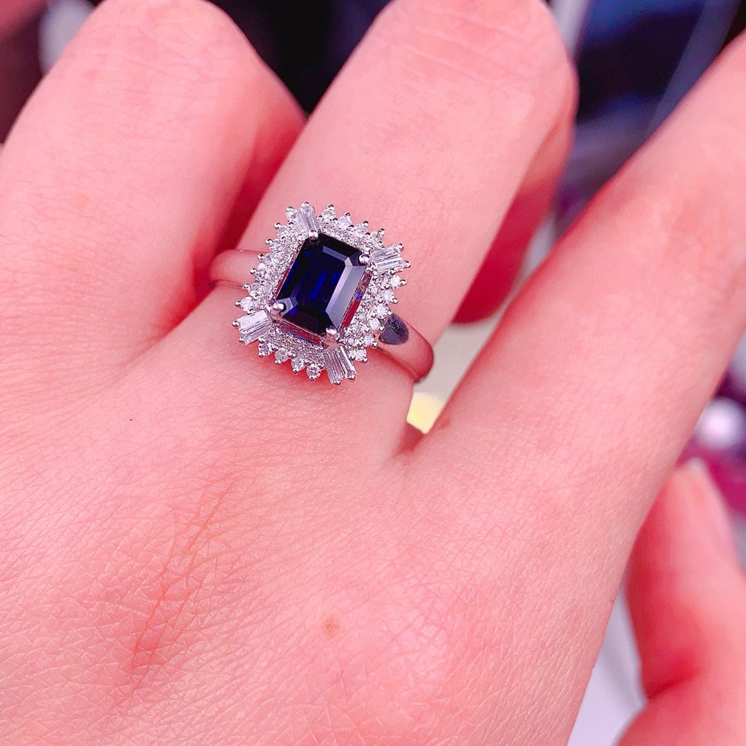 14k Gold 1.25 Ct Natural Sapphire & Diamond Ring - 4