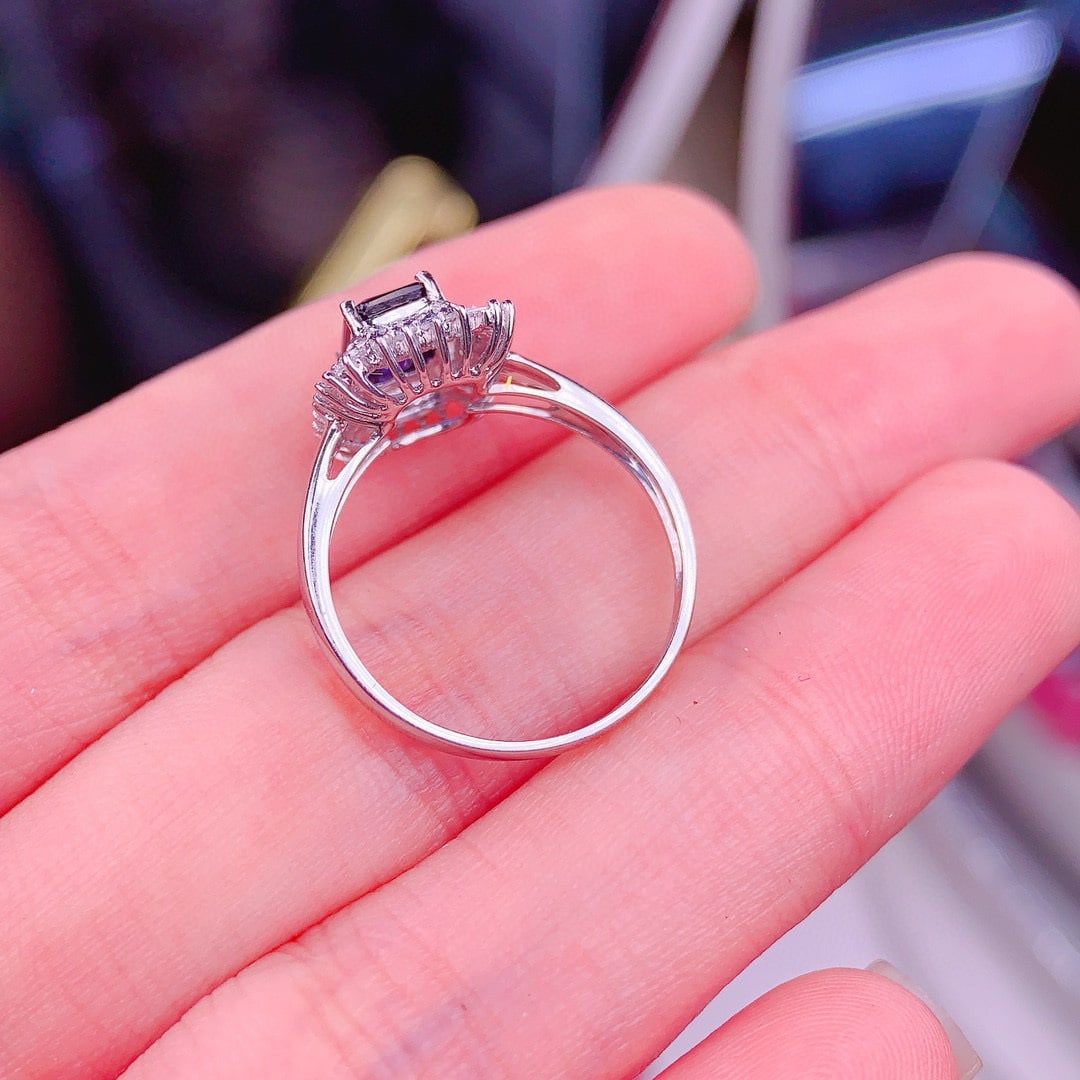 14k Gold 1.25 Ct Natural Sapphire & Diamond Ring - 6