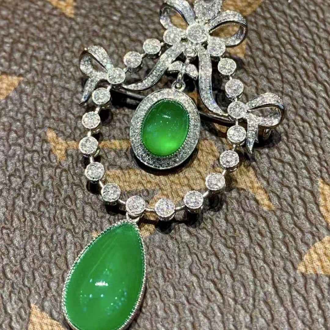 14k Gold 5.65 Ct Natural Emerald & Diamond Pendant( Without Chain ) - 6