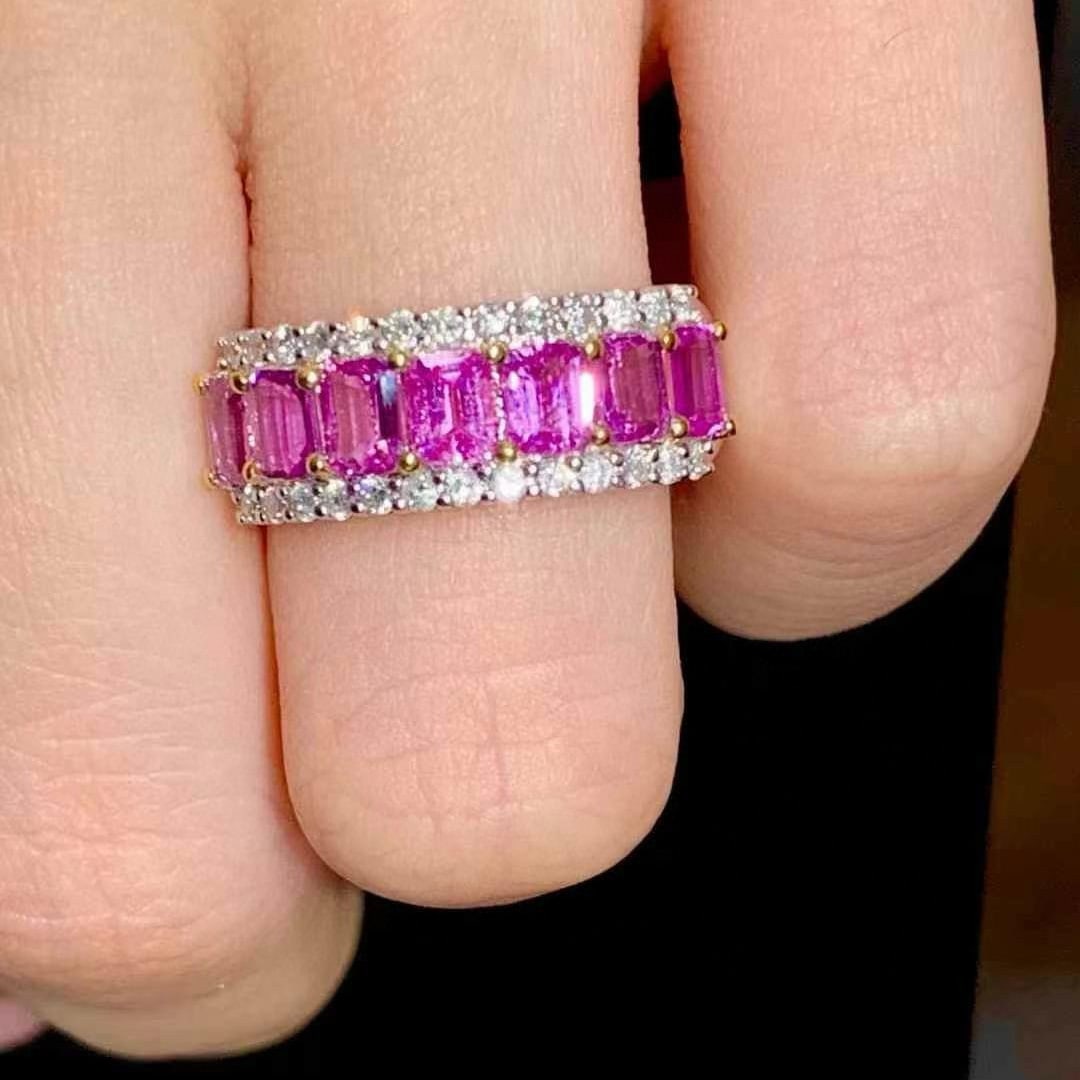 14k Gold 1.85 Ct Natural Padparadscha Sapphire & Diamond Ring - 2