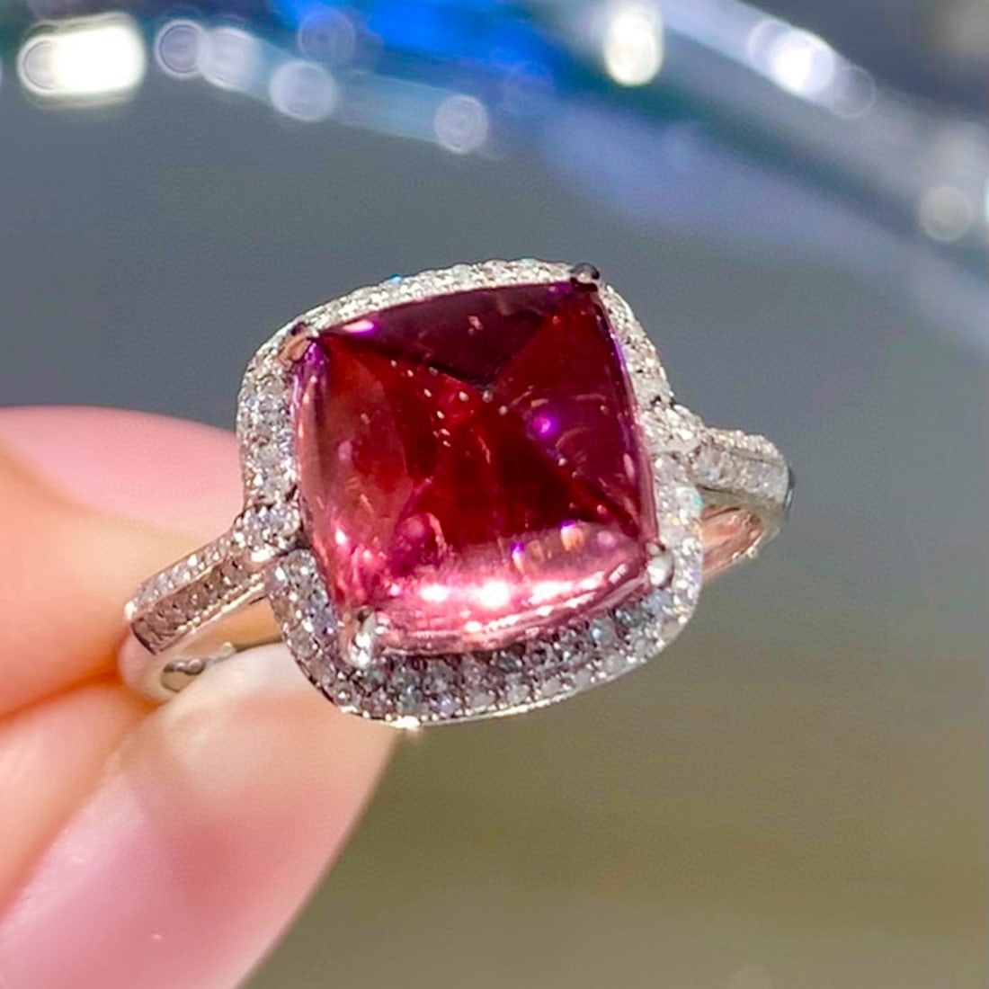 14k Gold 4.2 Ct Natural Tourmaline & Diamond Ring - 6