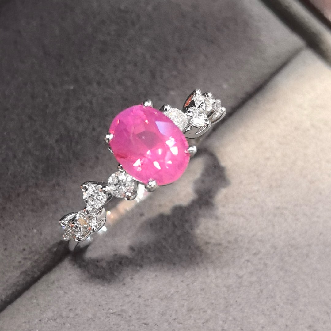 14k Gold 1.91 Ctw Natural Padparadscha Sapphire & Diamond Ring - 2