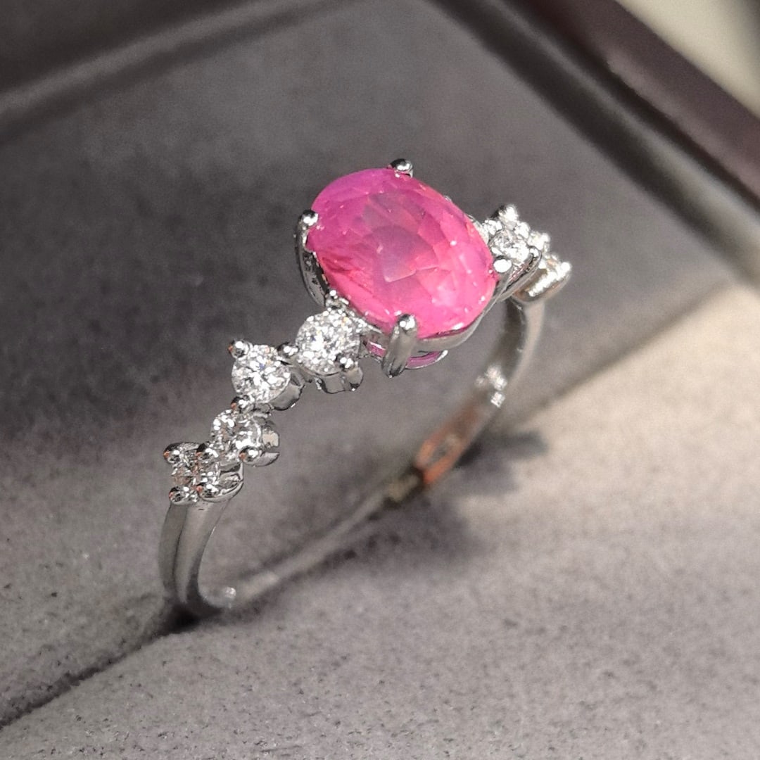 14k Gold 1.91 Ctw Natural Padparadscha Sapphire & Diamond Ring - 3