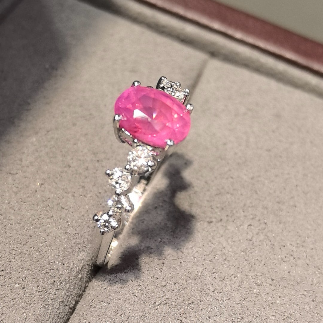 14k Gold 1.91 Ctw Natural Padparadscha Sapphire & Diamond Ring - 4