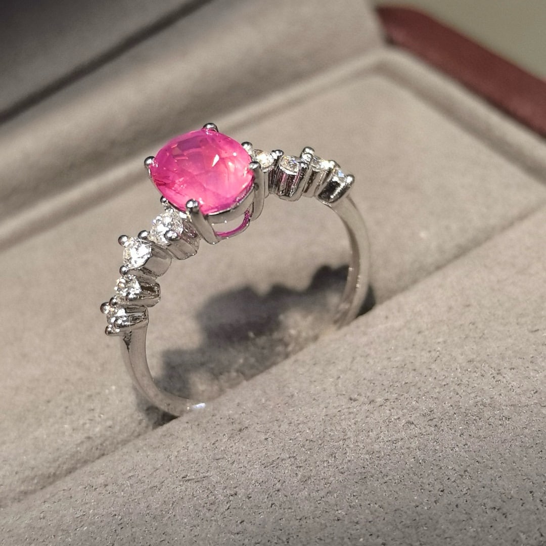 14k Gold 1.91 Ctw Natural Padparadscha Sapphire & Diamond Ring - 5