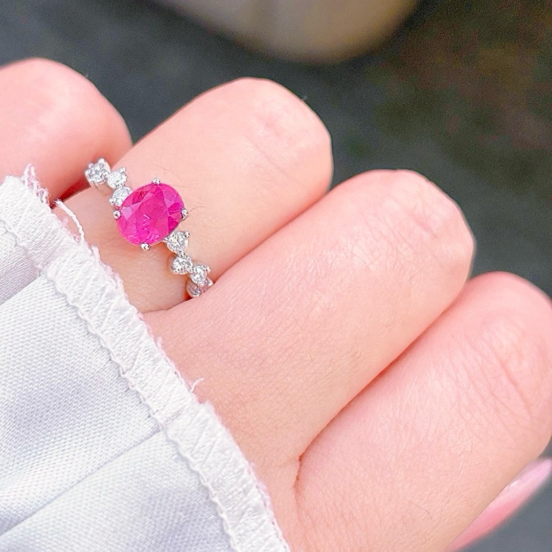 14k Gold 1.91 Ctw Natural Padparadscha Sapphire & Diamond Ring - 7