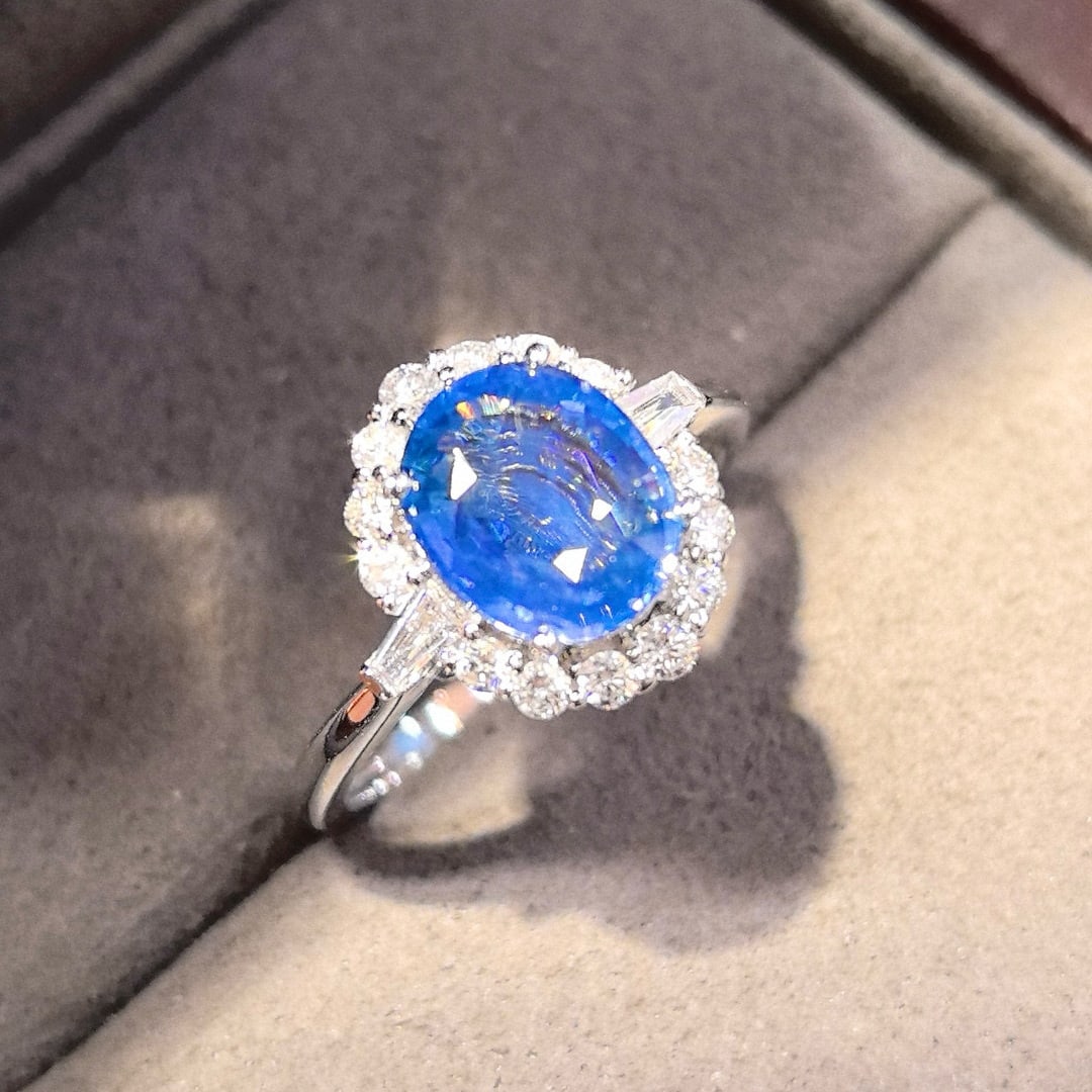 14k Gold 2.98 Ctw Natural Sapphire & Diamond Ring - 2