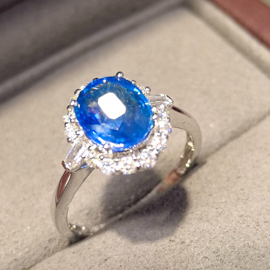 14k Gold 2.98 Ctw Natural Sapphire & Diamond Ring - 4