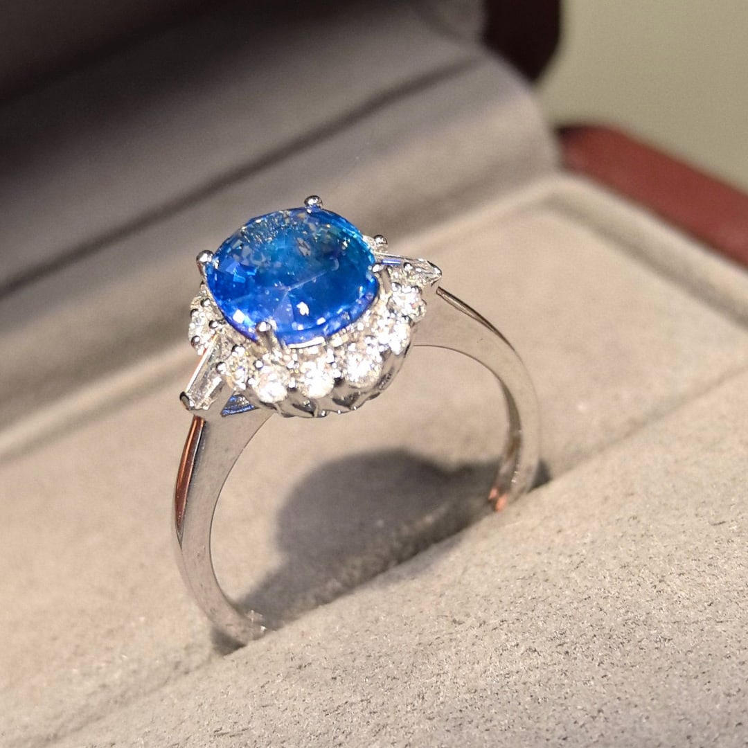 14k Gold 2.98 Ctw Natural Sapphire & Diamond Ring - 5