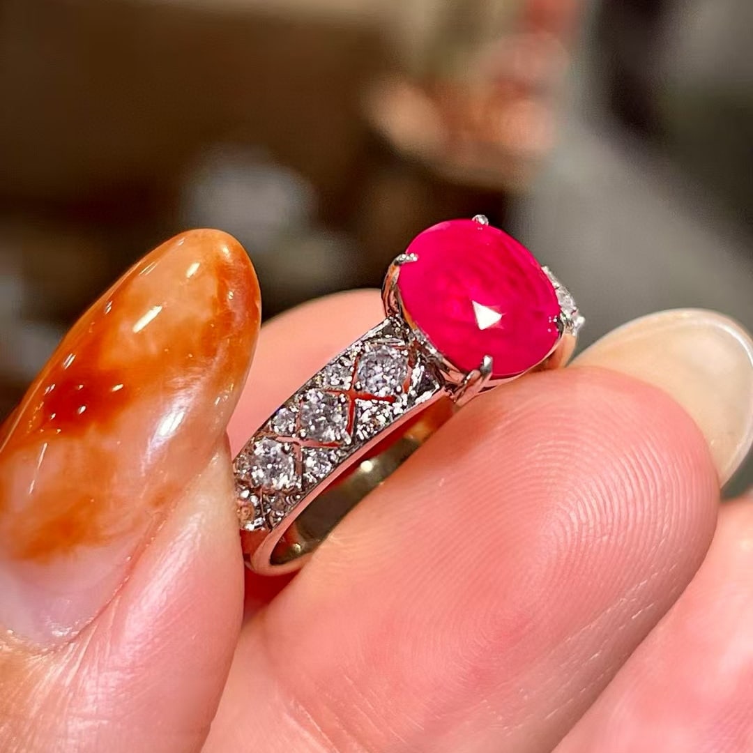 14k Gold 2.62 Ctw Natural Ruby & Diamond Ring - 4