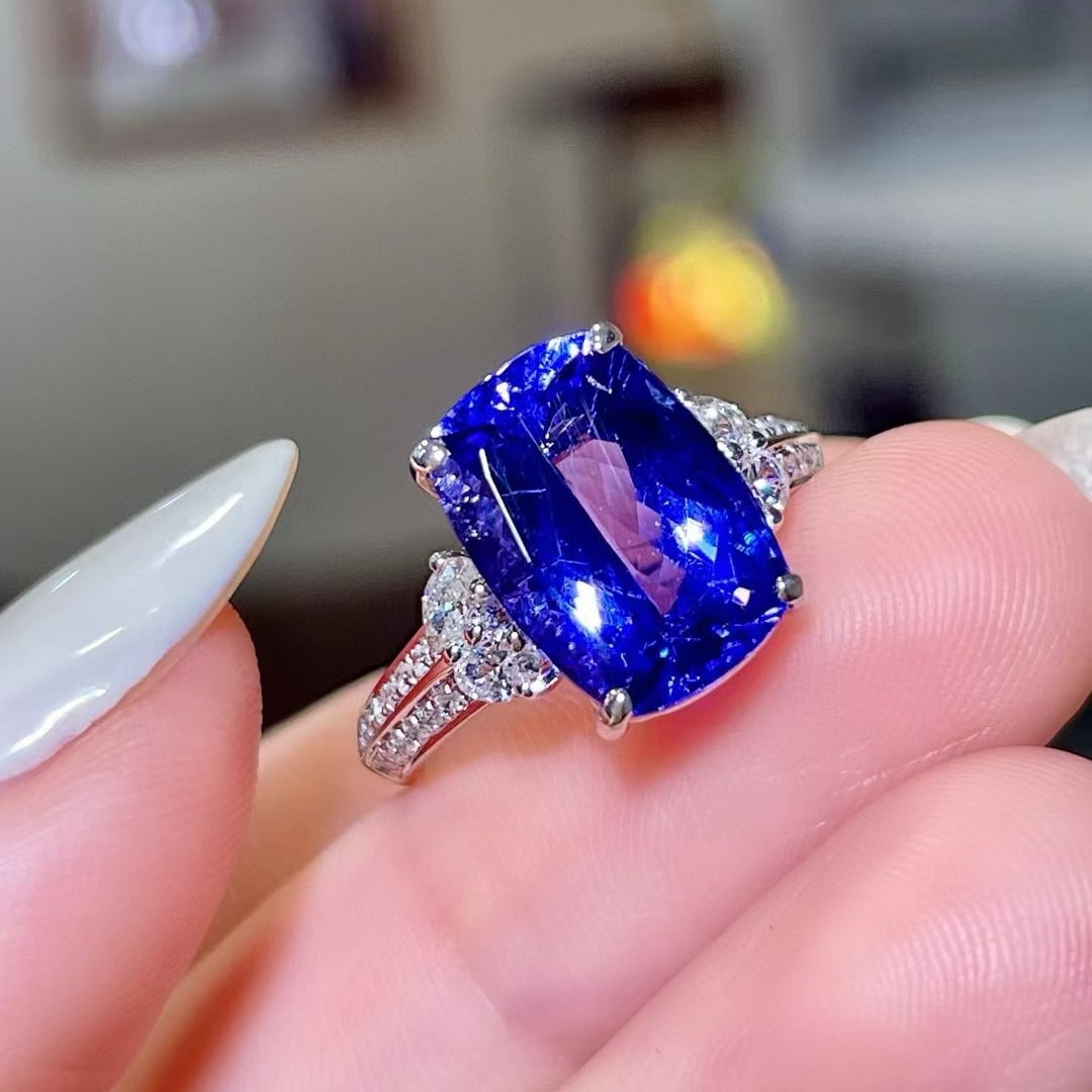 14k Gold 4.95 Ctw Natural Sapphire & Diamond Ring - 3