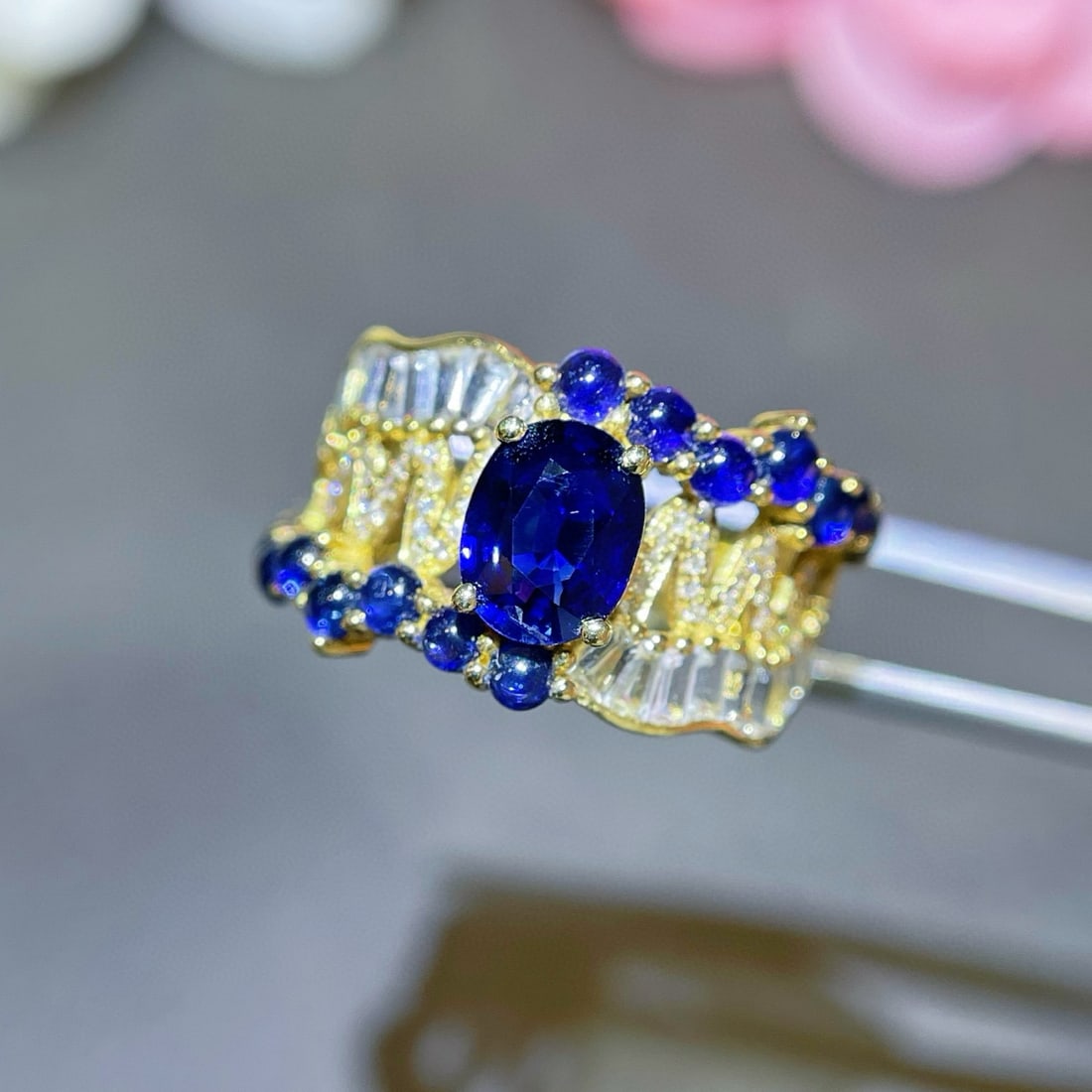14k Gold 2.42 Ctw Natural Sapphire & Sapphire Ring - 2