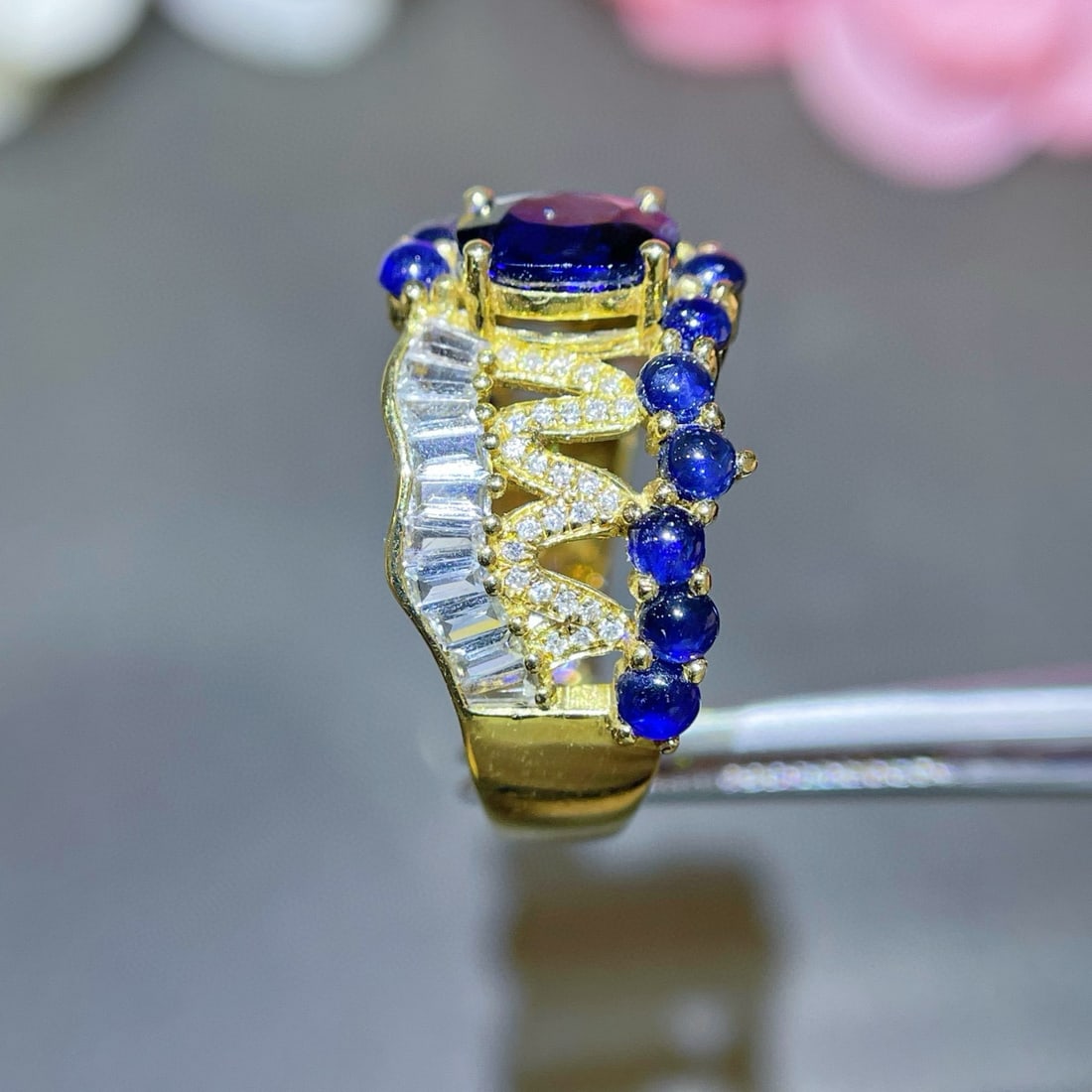 14k Gold 2.42 Ctw Natural Sapphire & Sapphire Ring - 4